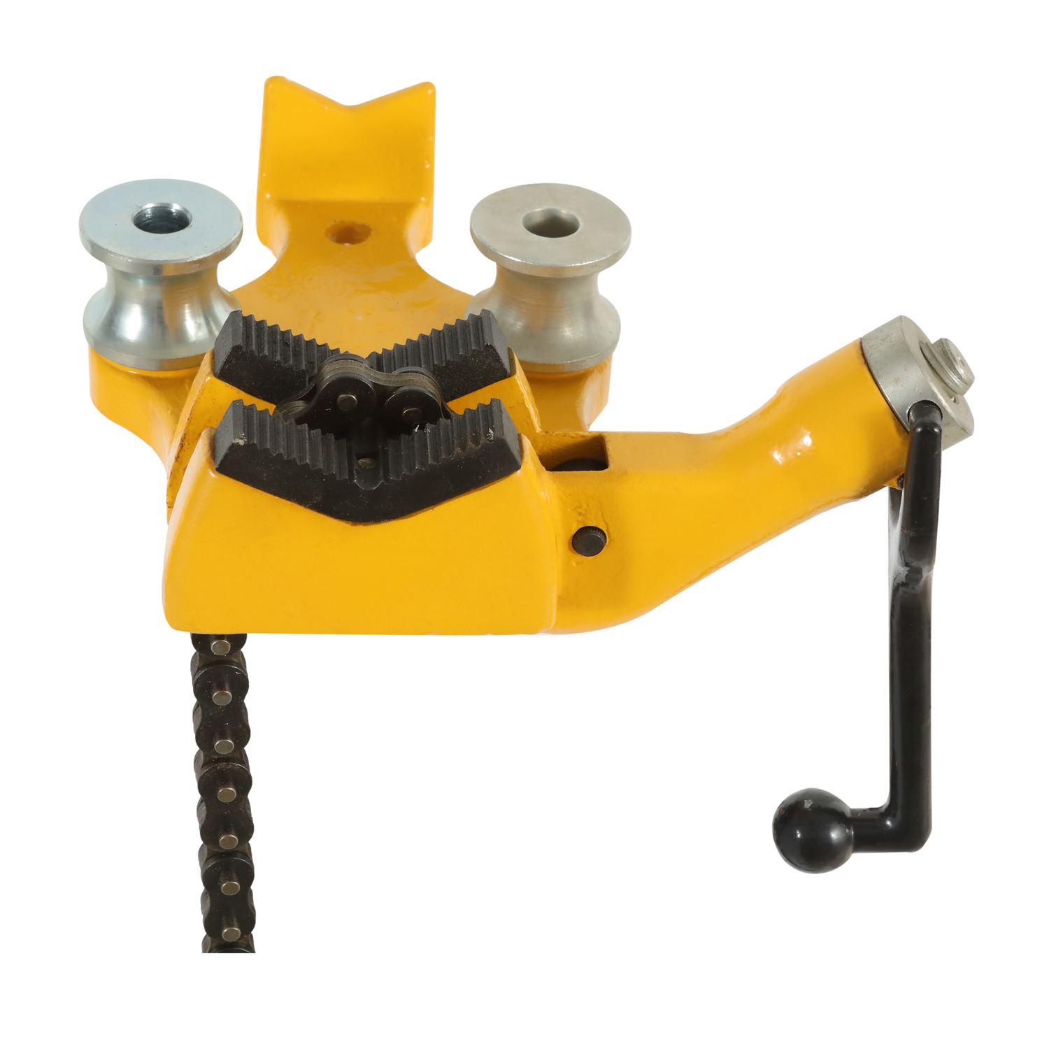 Pipe fabrication tools and chain vises on job site